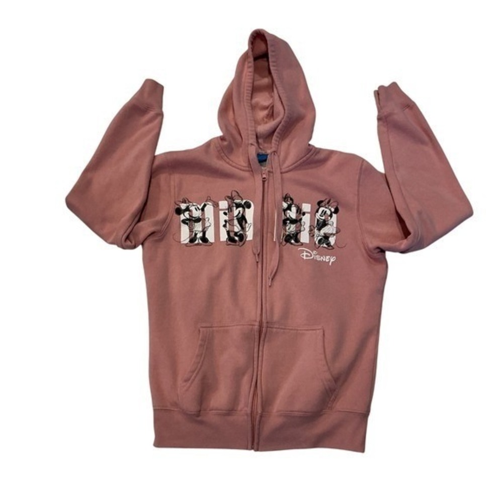 Disney brand Minnie Mouse pink hoodie sweatshirt full zip front cozy soft fun‎